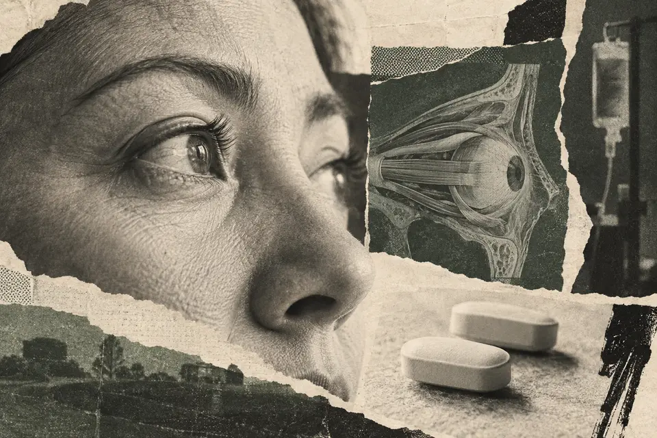 Generated editorial illustration for: Sling Therapeutics raises $123M to advance an oral thyroid-eye drug in Phase 3