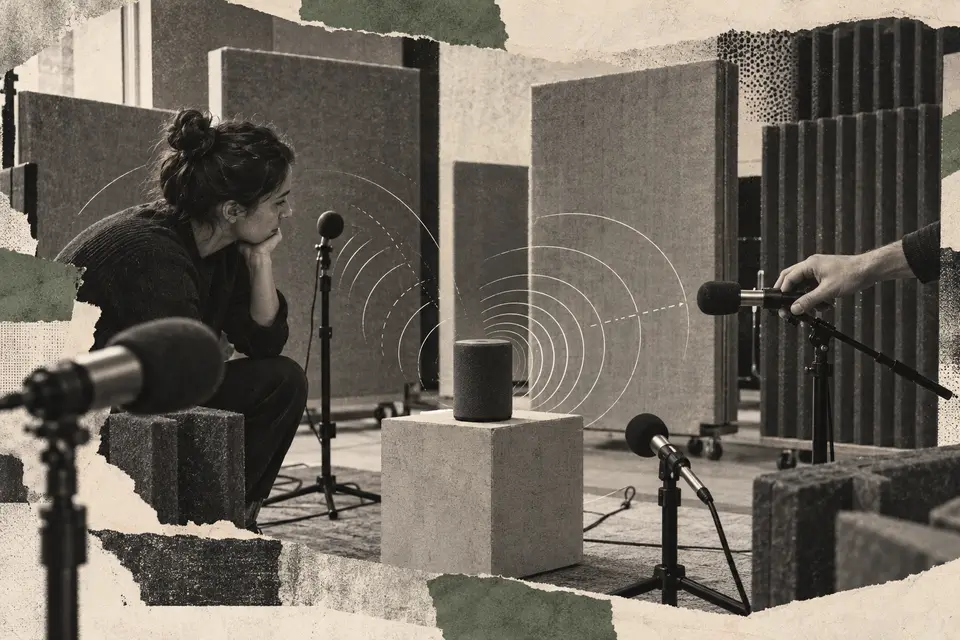 Generated editorial illustration for: Treble raises $18M to simulate the noise audio AI meets in the real world