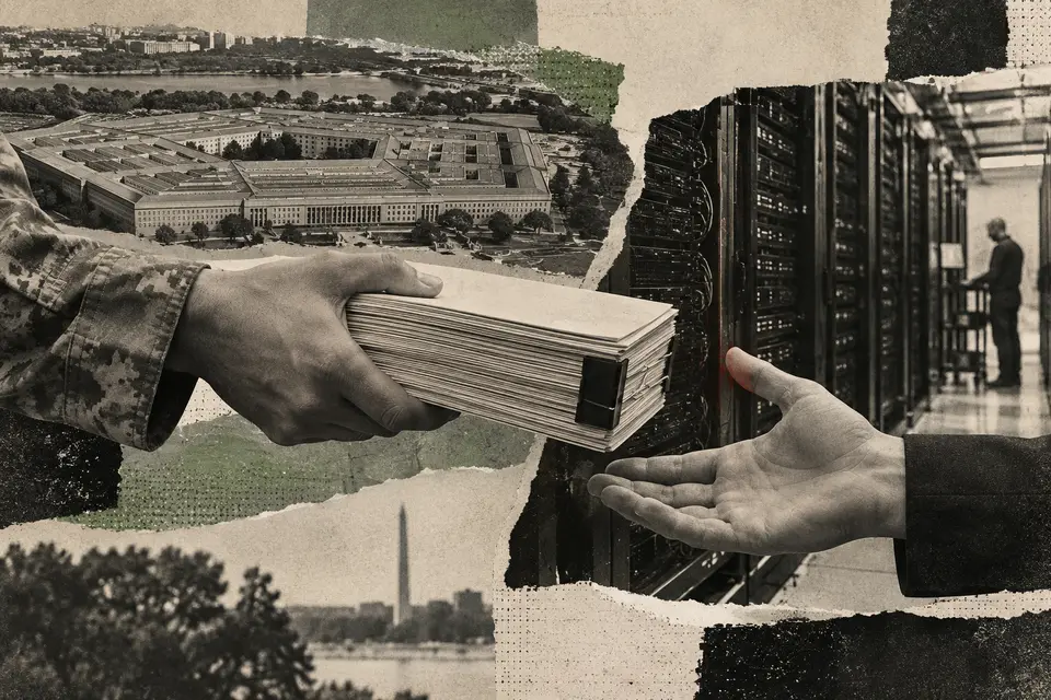 Generated editorial illustration for: Fluidstack reportedly discusses a $5B Pentagon loan as it builds computing capacity for AI labs