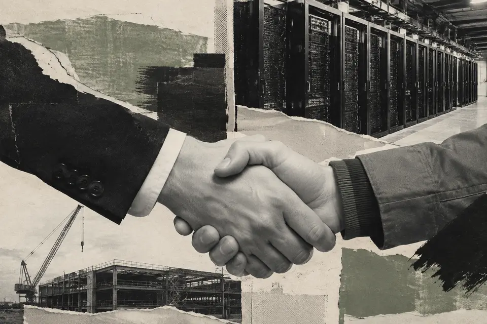 Generated editorial illustration for: Nscale reportedly seeks up to $3.5B before a potential IPO
